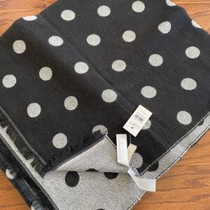 LOFT Heavy Black & Silver Polka Dot WRAP/SCARF